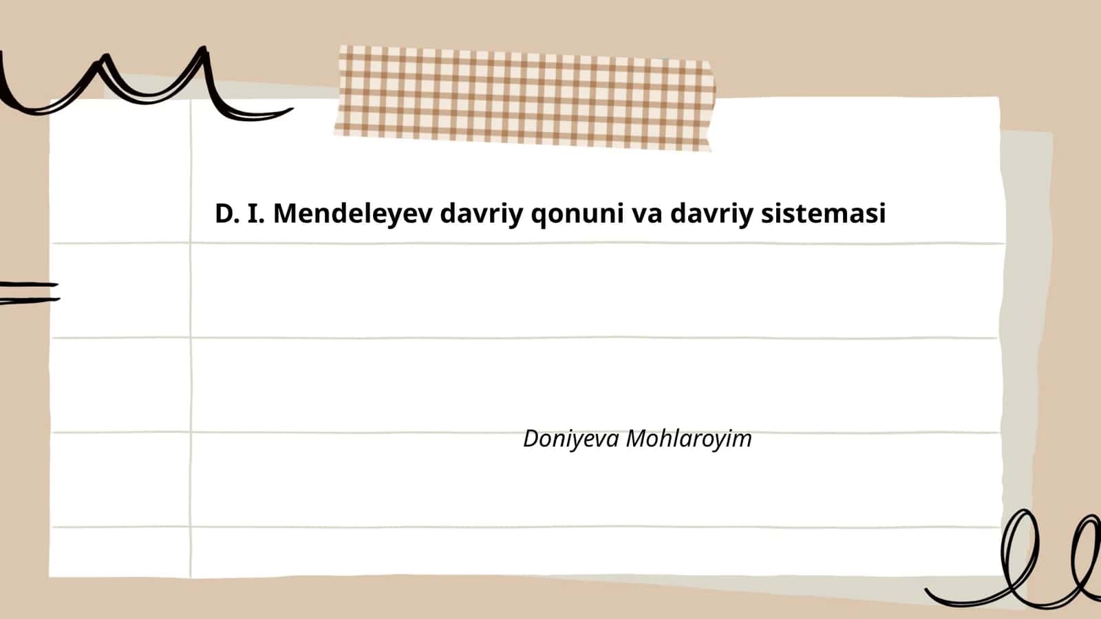 D. I. Mendeleyev davriy qonuni va davriy sistemasi
