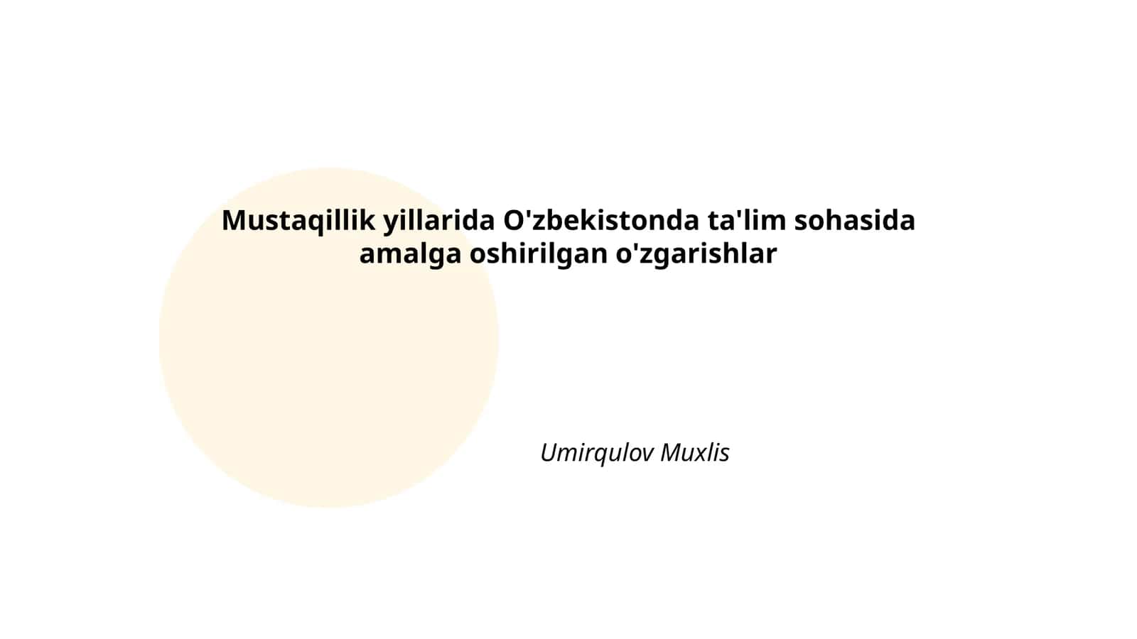 Oliy ta'lim tizimidagi islohotlar