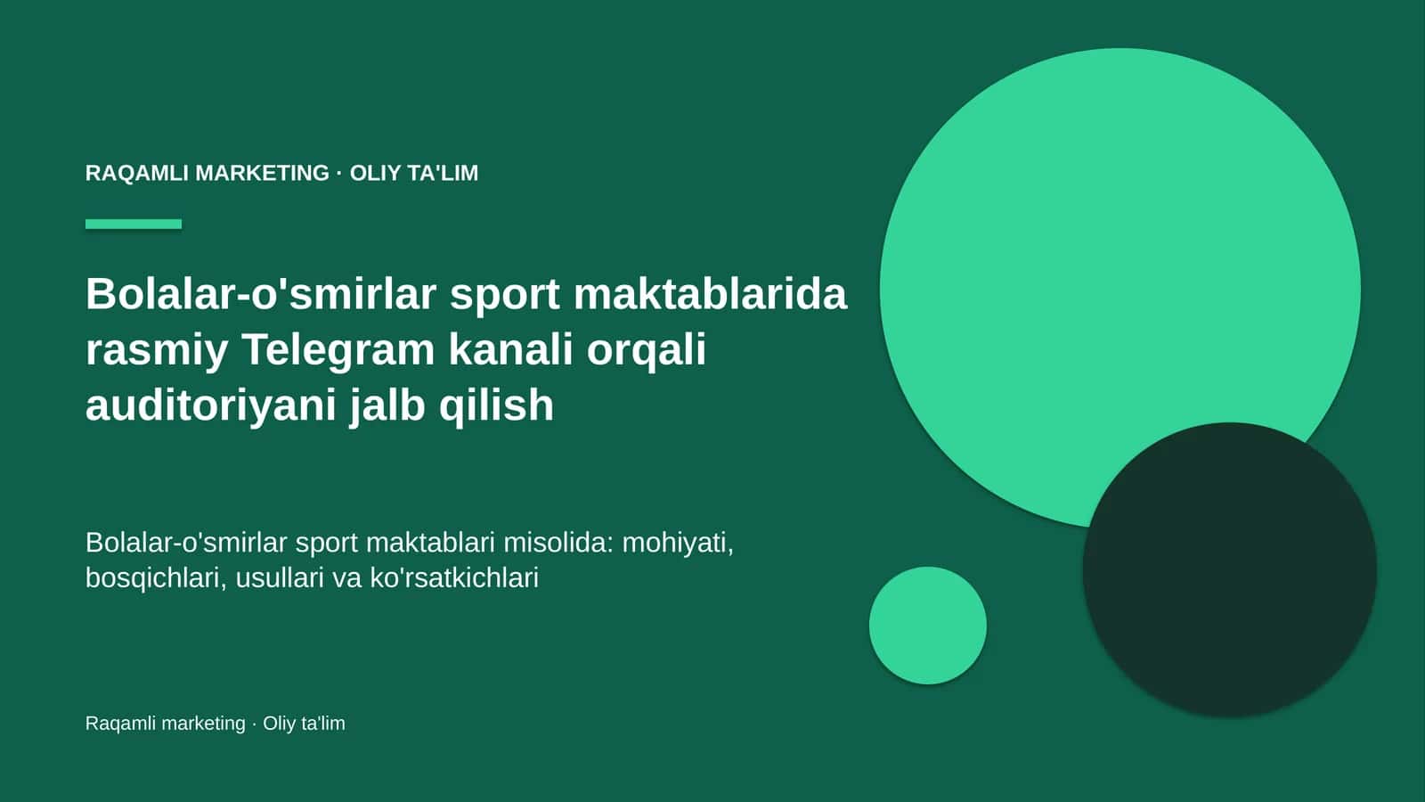 Bolalar-o'smirlar sport maktablarida rasmiy Telegram kanali orqali auditoriyani jalb qilish