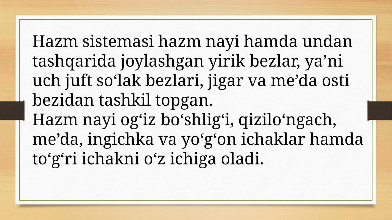 Hazmsistemasihazmnayihamdaundantashqaridajoylashganyirikbezlar,ya’niuchjuftso‘lakbezlari,jigarvame’daostibezidantashkiltopgan
