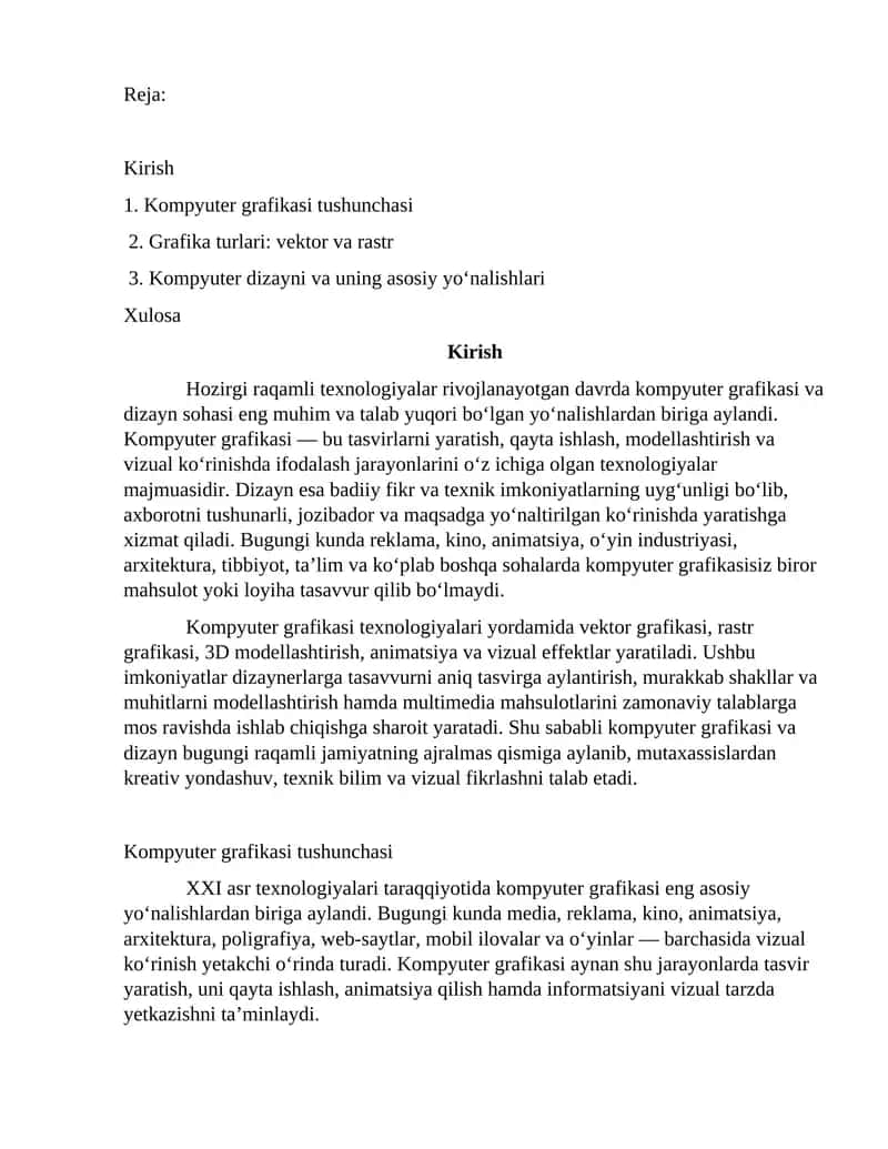 Kompyuter grafikasi va dizayn
