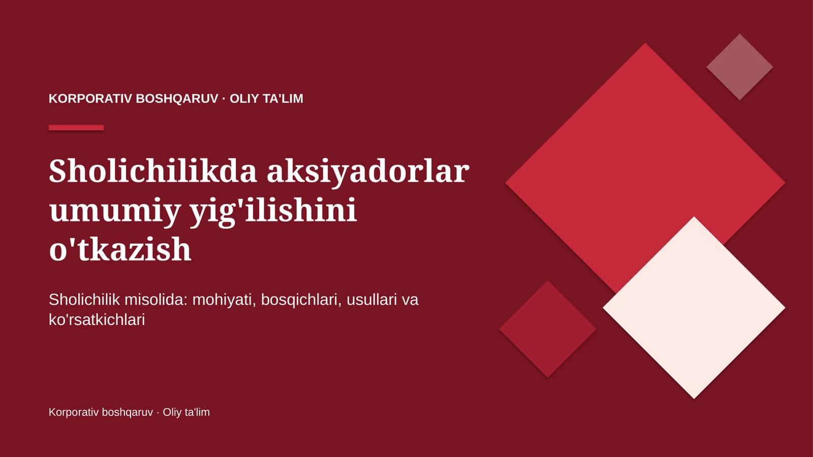 Sholichilikda aksiyadorlar umumiy yig'ilishini o'tkazish