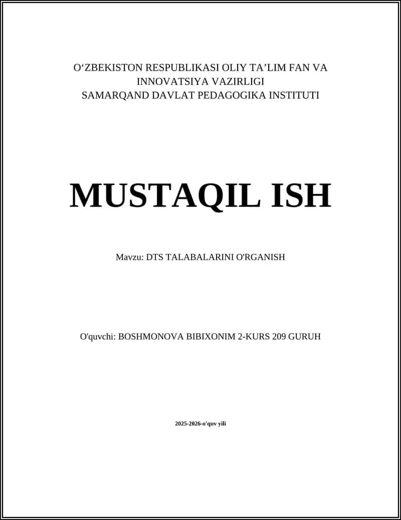 DTS TALABALARINI O'RGANISH