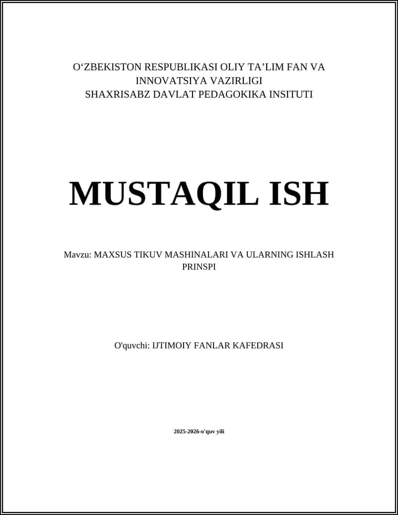 Maxsus Tikuv Mashinalari