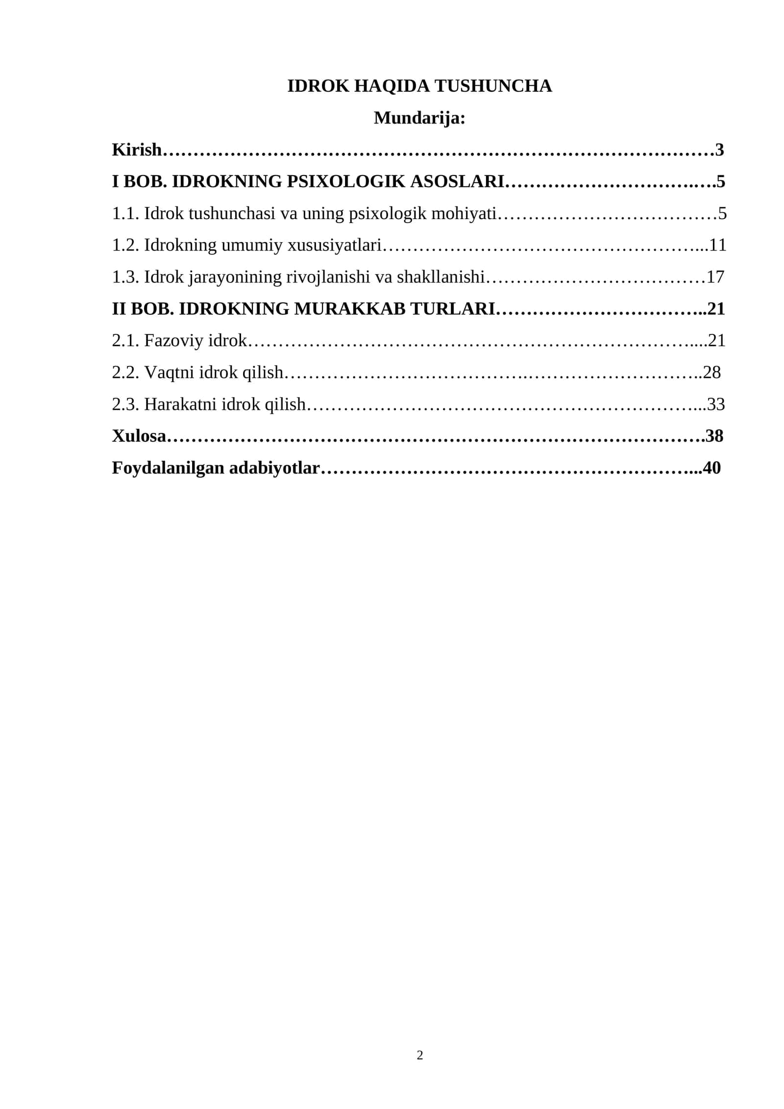 Idrok Haqida Tushuncha