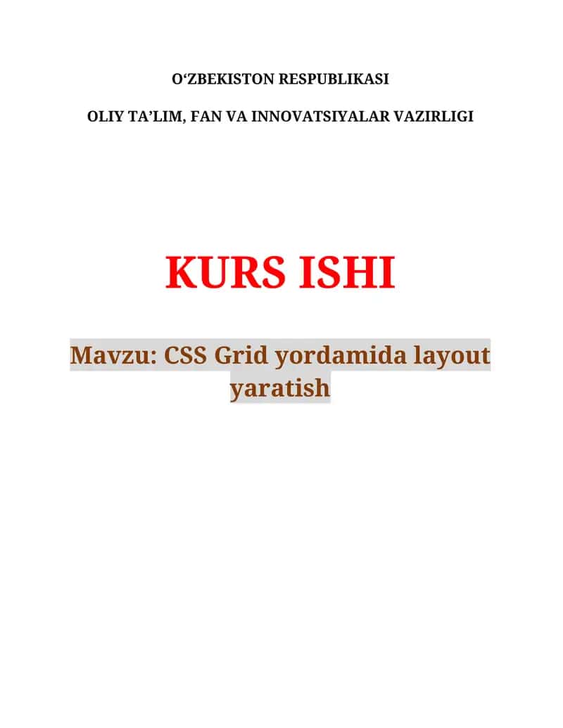 CSS Grid yordamida layout yaratish