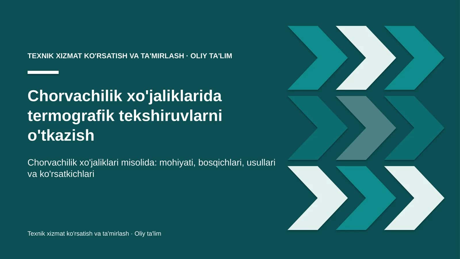 Chorvachilik xo'jaliklarida termografik tekshiruvlarni o'tkazish