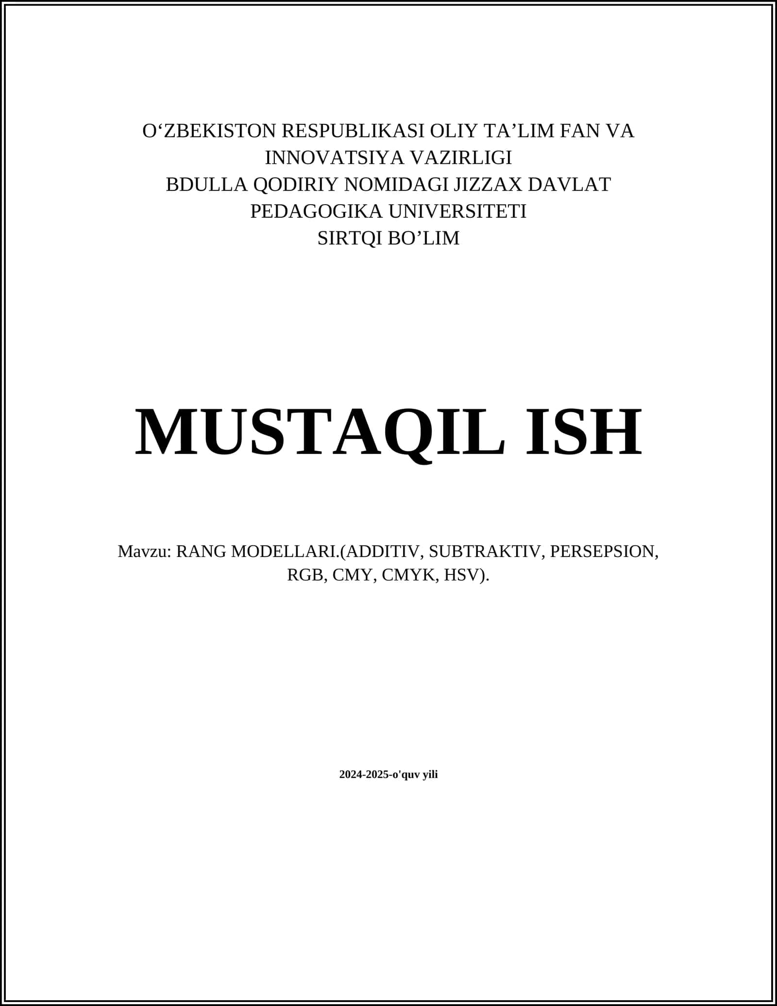 RANG MODELLARI