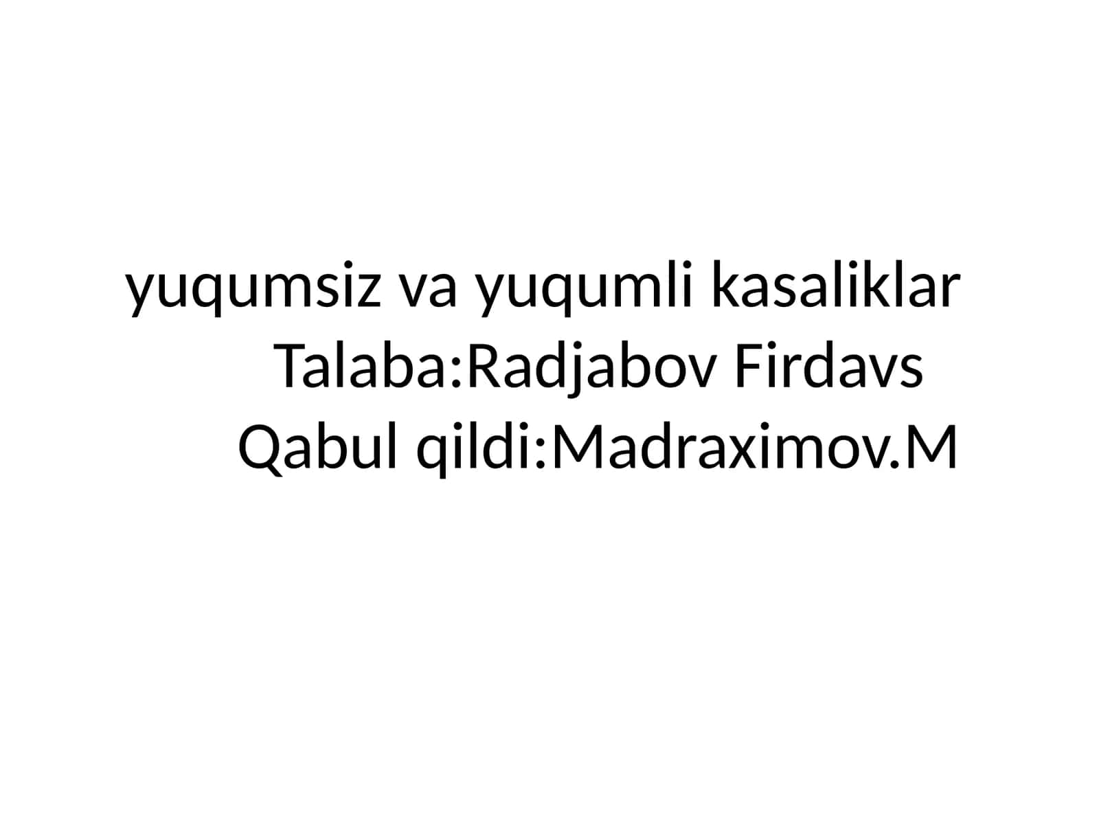 Yuqumli kasalliklar