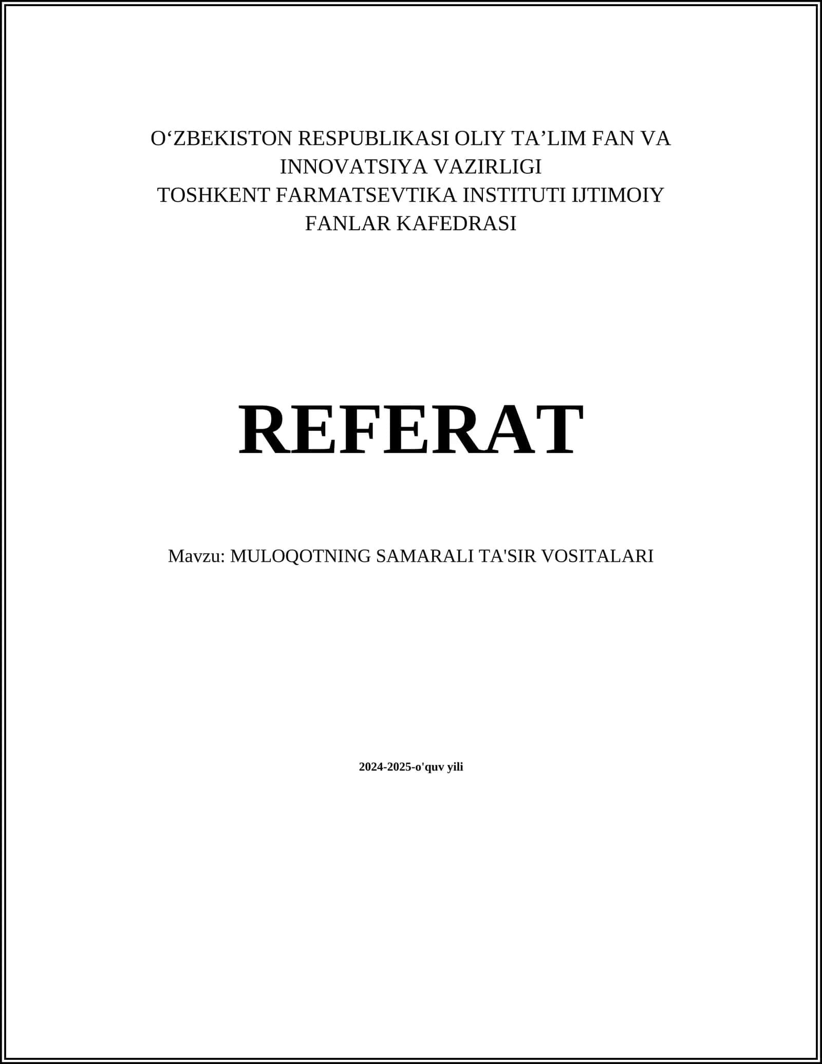 MULOQOTNING SAMARALI TA'SIR VOSITALARI