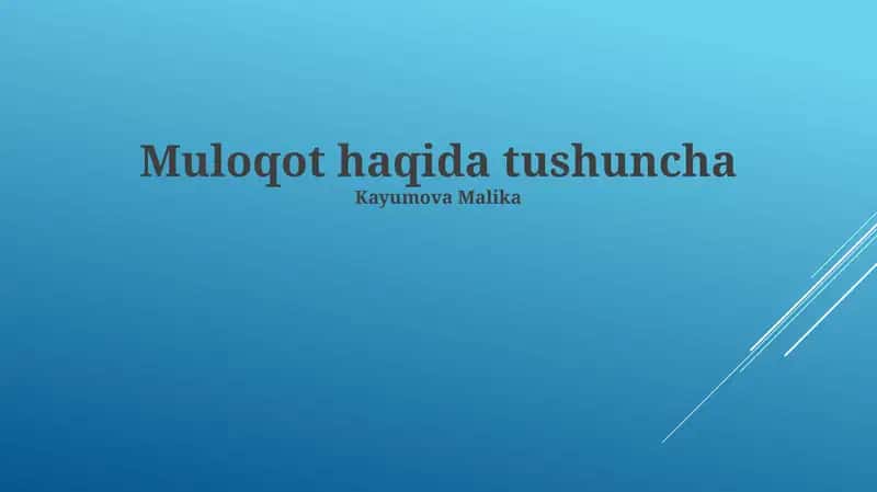 Muloqot haqida tushuncha