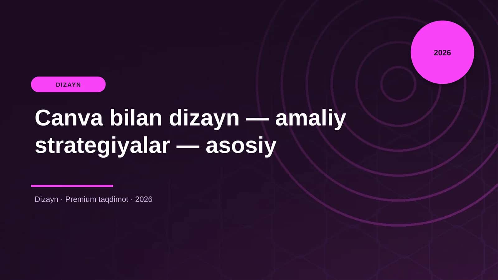 Canva bilan dizayn — amaliy strategiyalar — asosiy