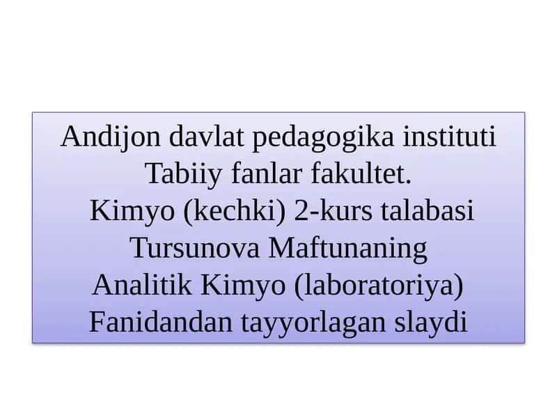 Analitik Kimyo Ta'limi