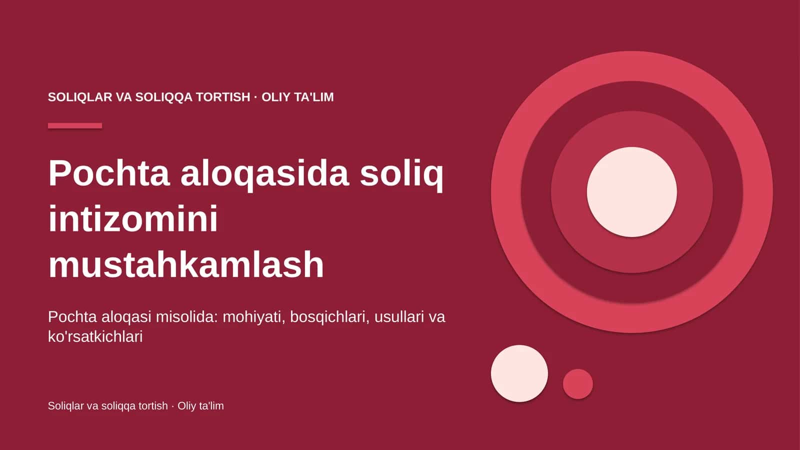 Pochta aloqasida soliq intizomini mustahkamlash