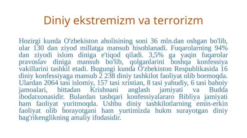 Diniy ekstremizm va terrorizm