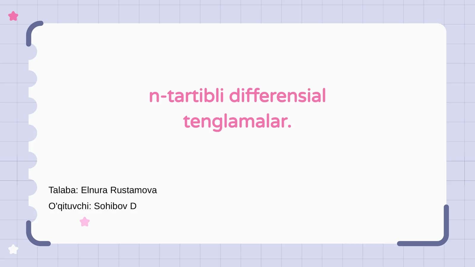 N-tartibli differensial tenglamalar