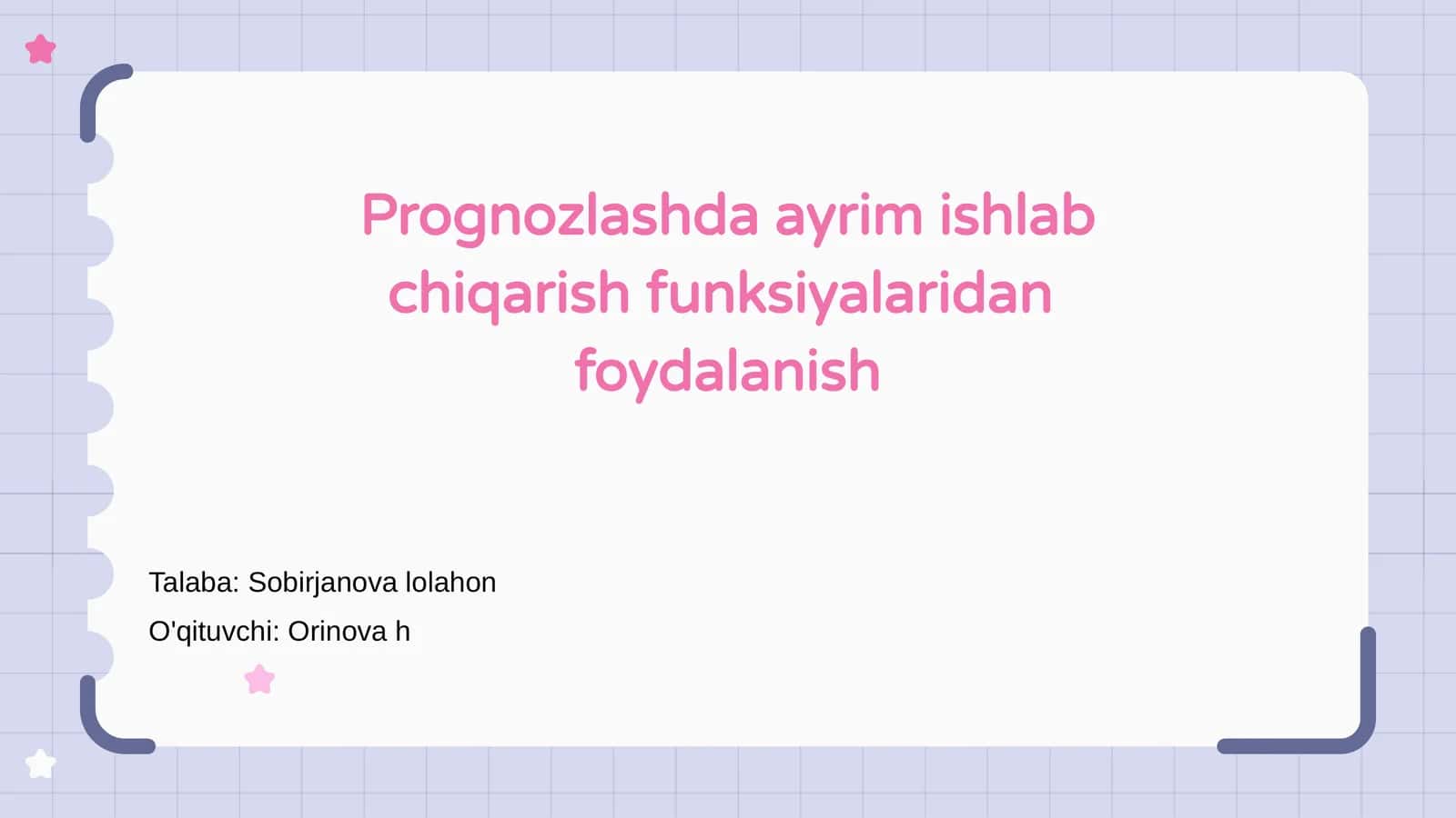 Prognozlashda ayrim ishlab chiqarish funksiyalaridan foydalanish
