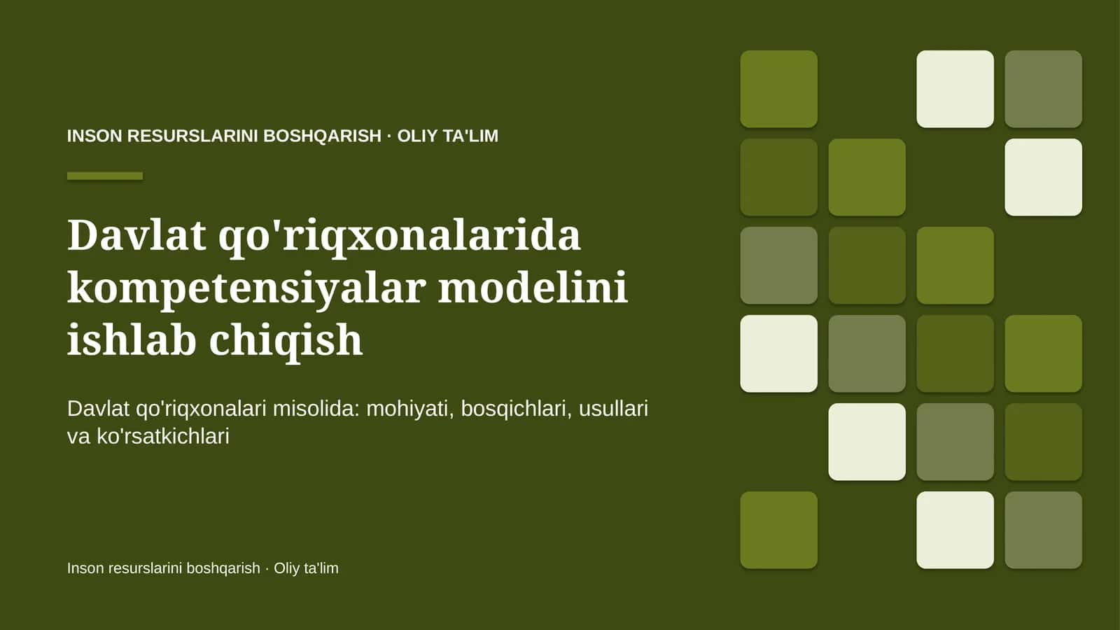 Davlat qo'riqxonalarida kompetensiyalar modelini ishlab chiqish