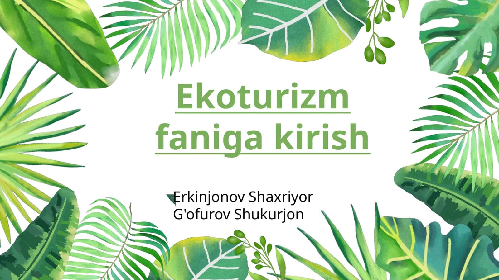 Ekoturizm faniga kirish