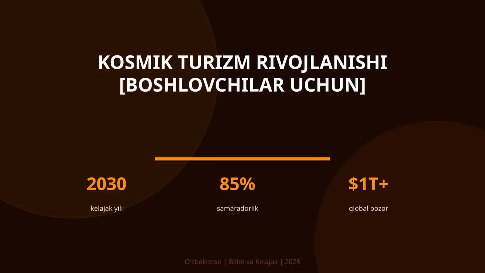 Kosmik turizm rivojlanishi [boshlovchilar uchun]