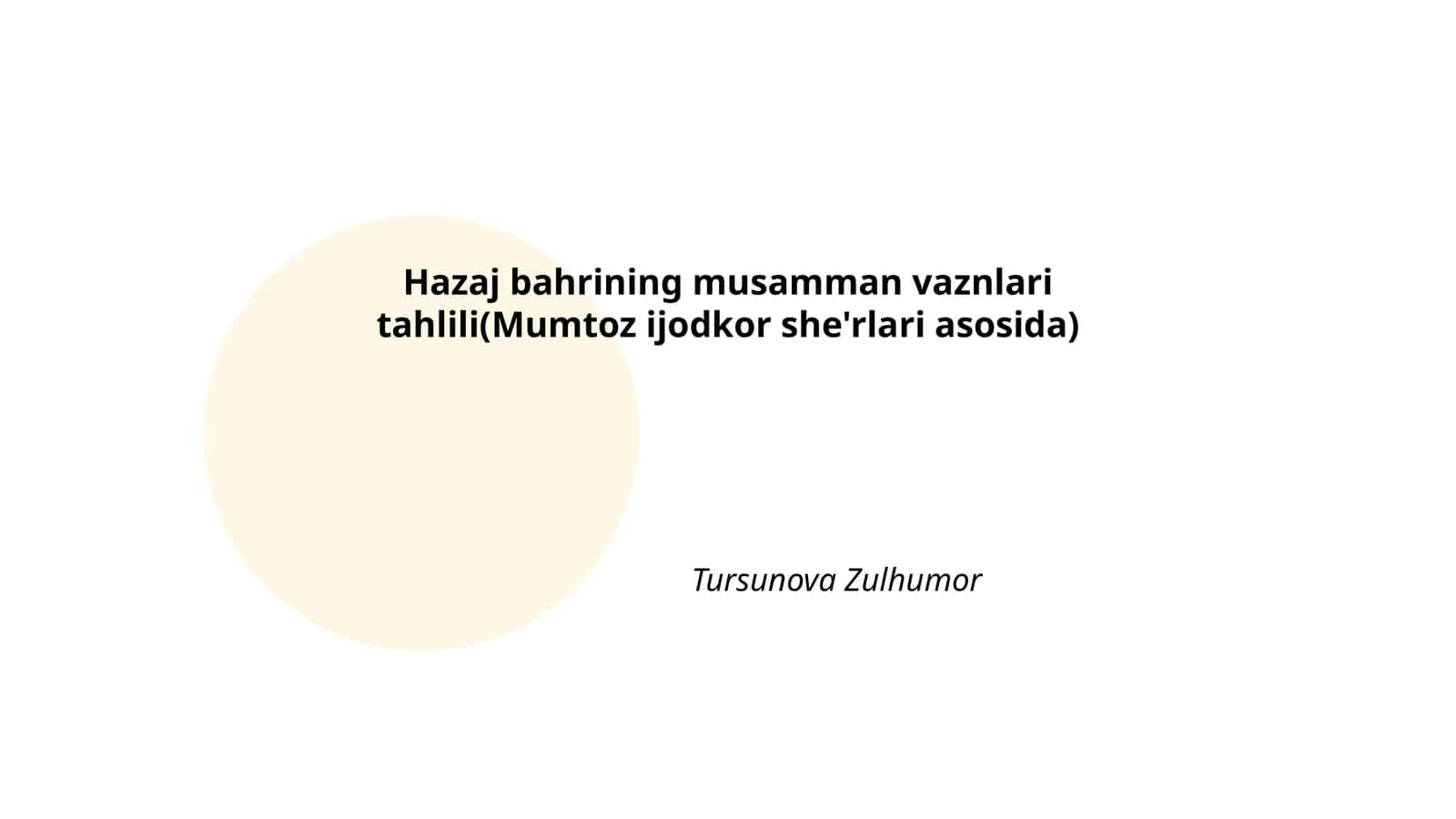 Hazaj bahrining musamman vaznlari tahlili(Mumtoz ijodkor she'rlari asosida)