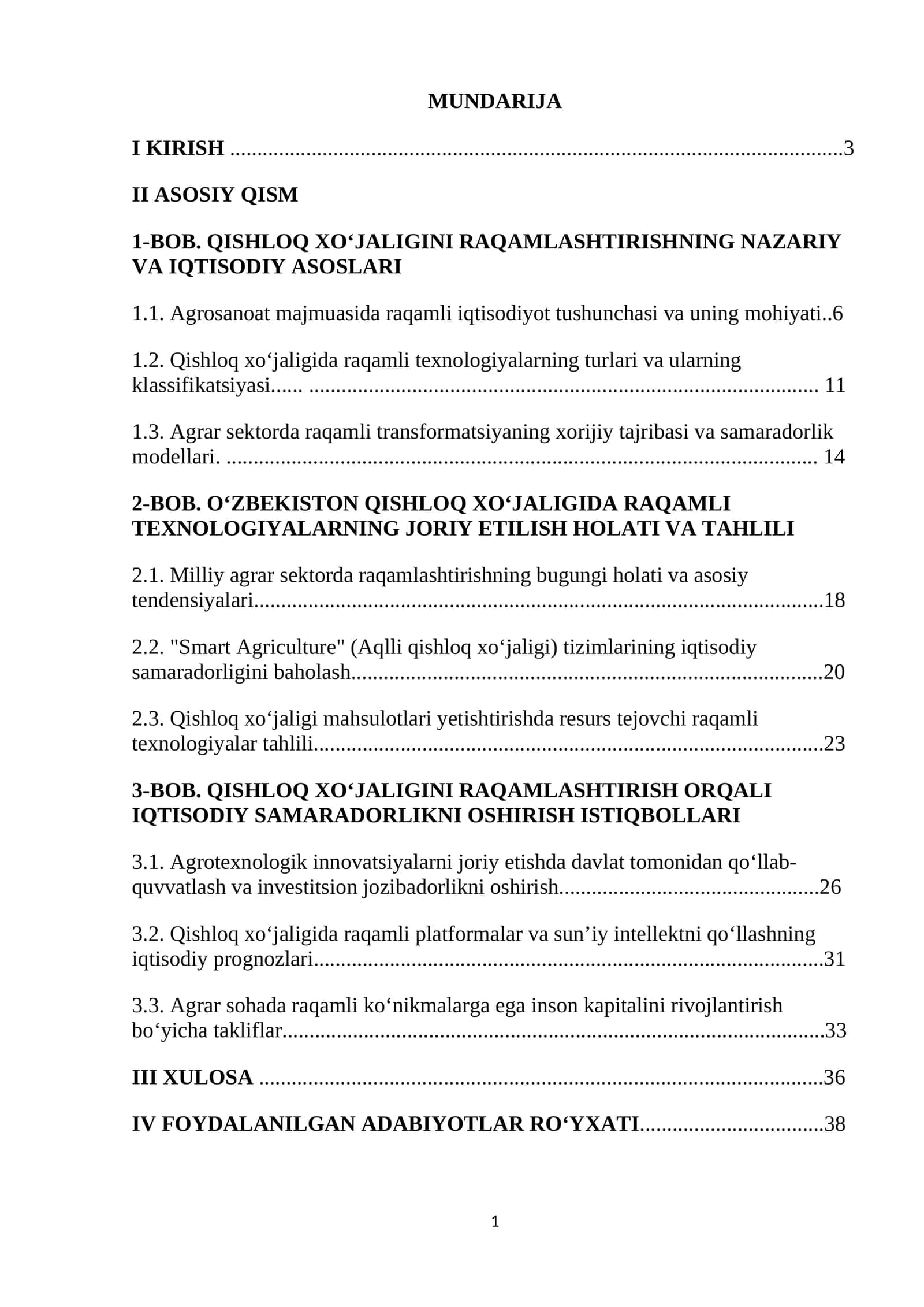 QISHLOQ XO‘JALIGINI RAQAMLASHTIRISHNING NAZARIY VA IQTISODIY ASOSLARI