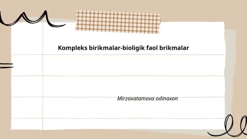 Kompleks birikmalar-bioligik faol birikmalar