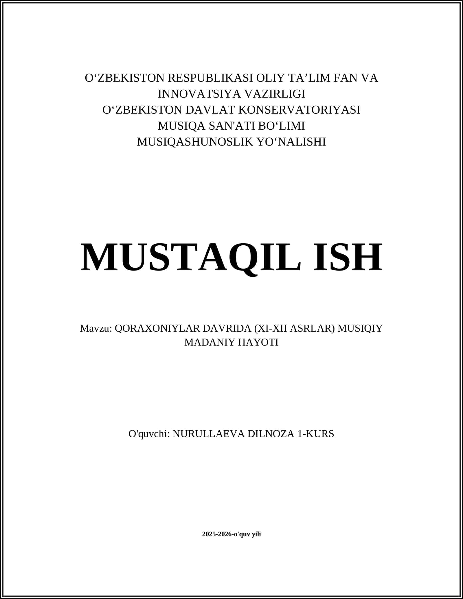 QORAXONIYLAR DAVRIDA (XI-XII ASRLAR) MUSIQIY MADANIY HAYOTI
