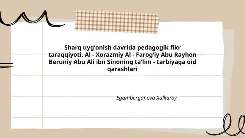 Sharq uygʻonish davrida pedagogik fikr taraqqiyoti