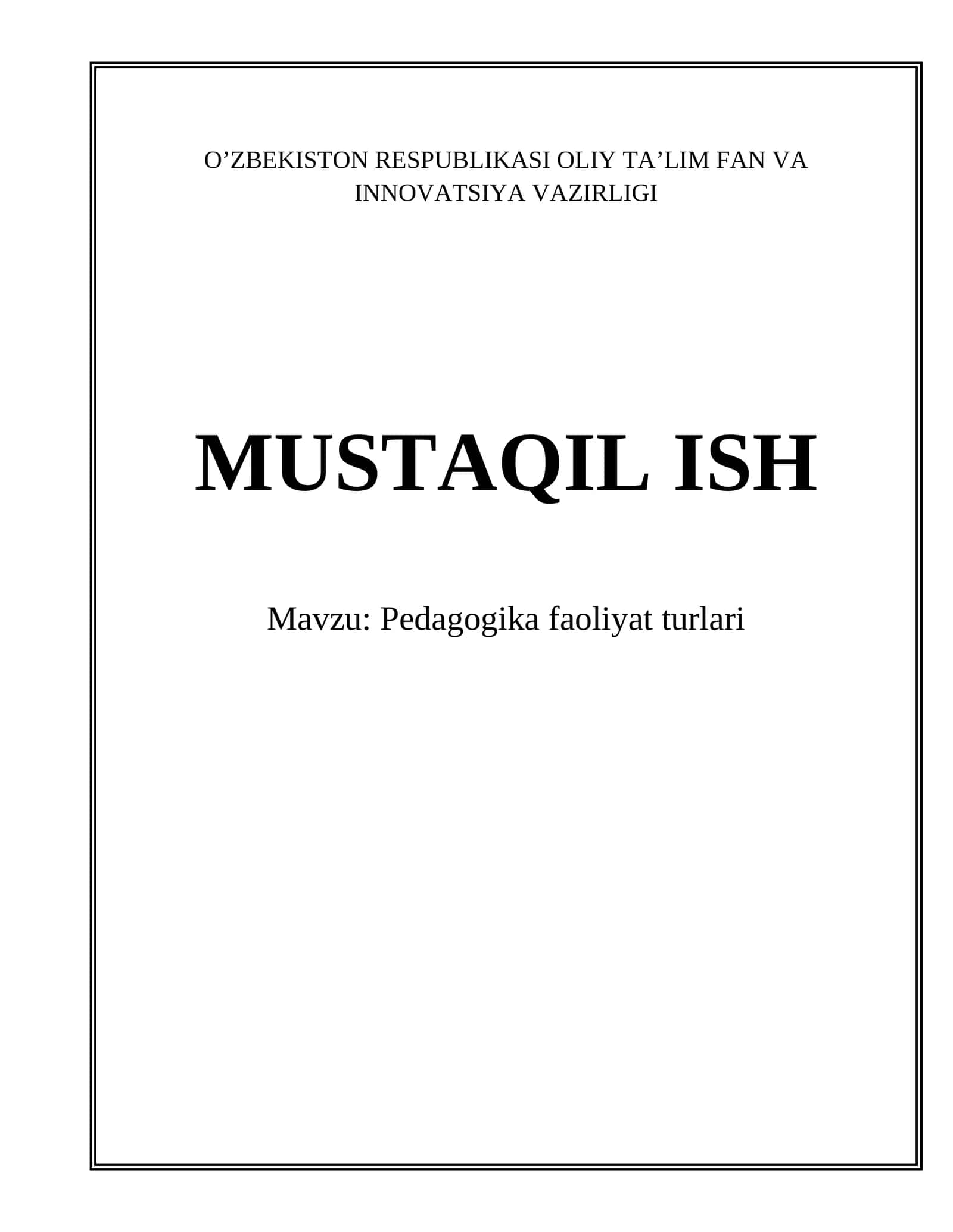Pedagogika faoliyat turlari