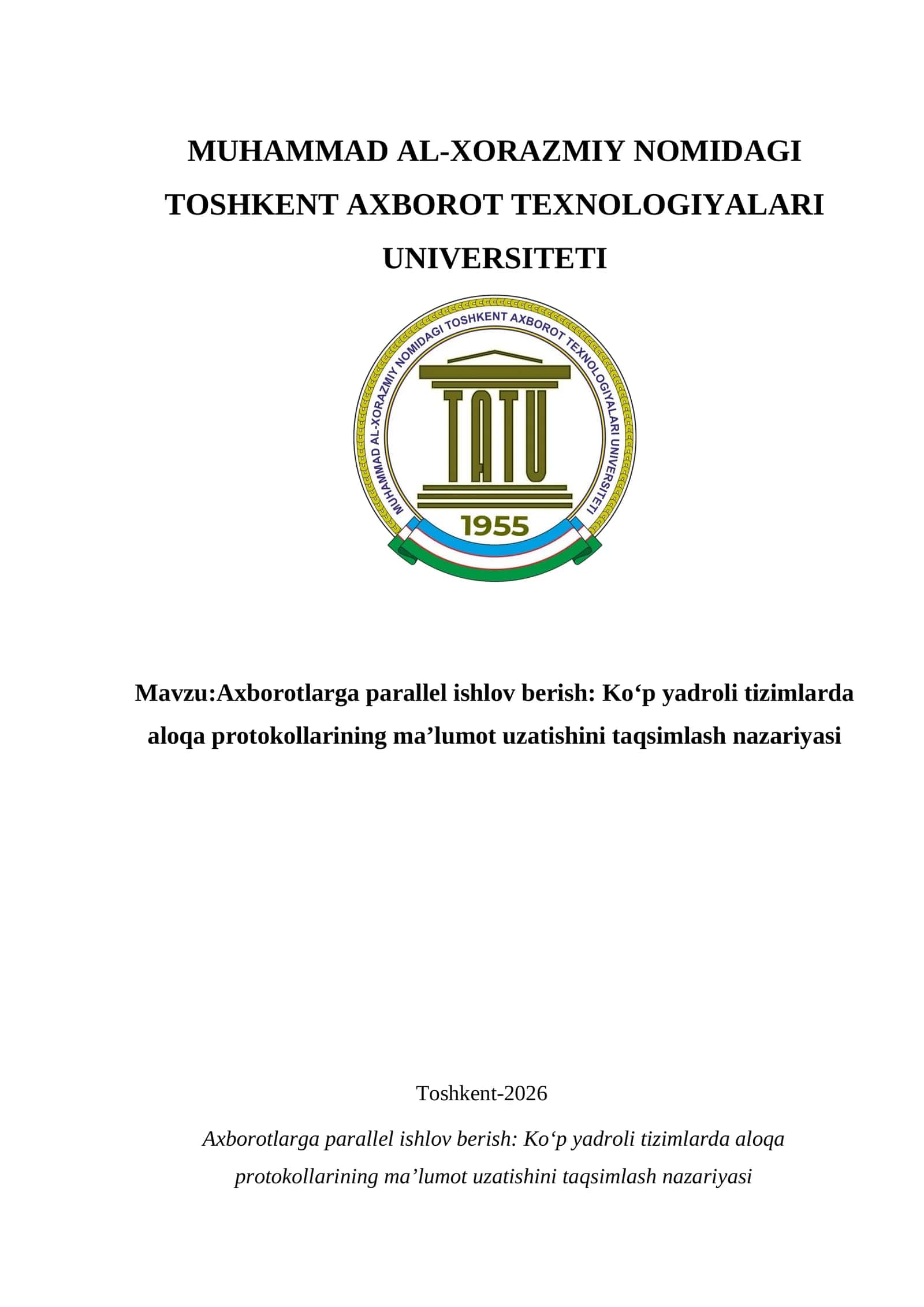 Toshkent Axborot Texnologiyalari Universiteti