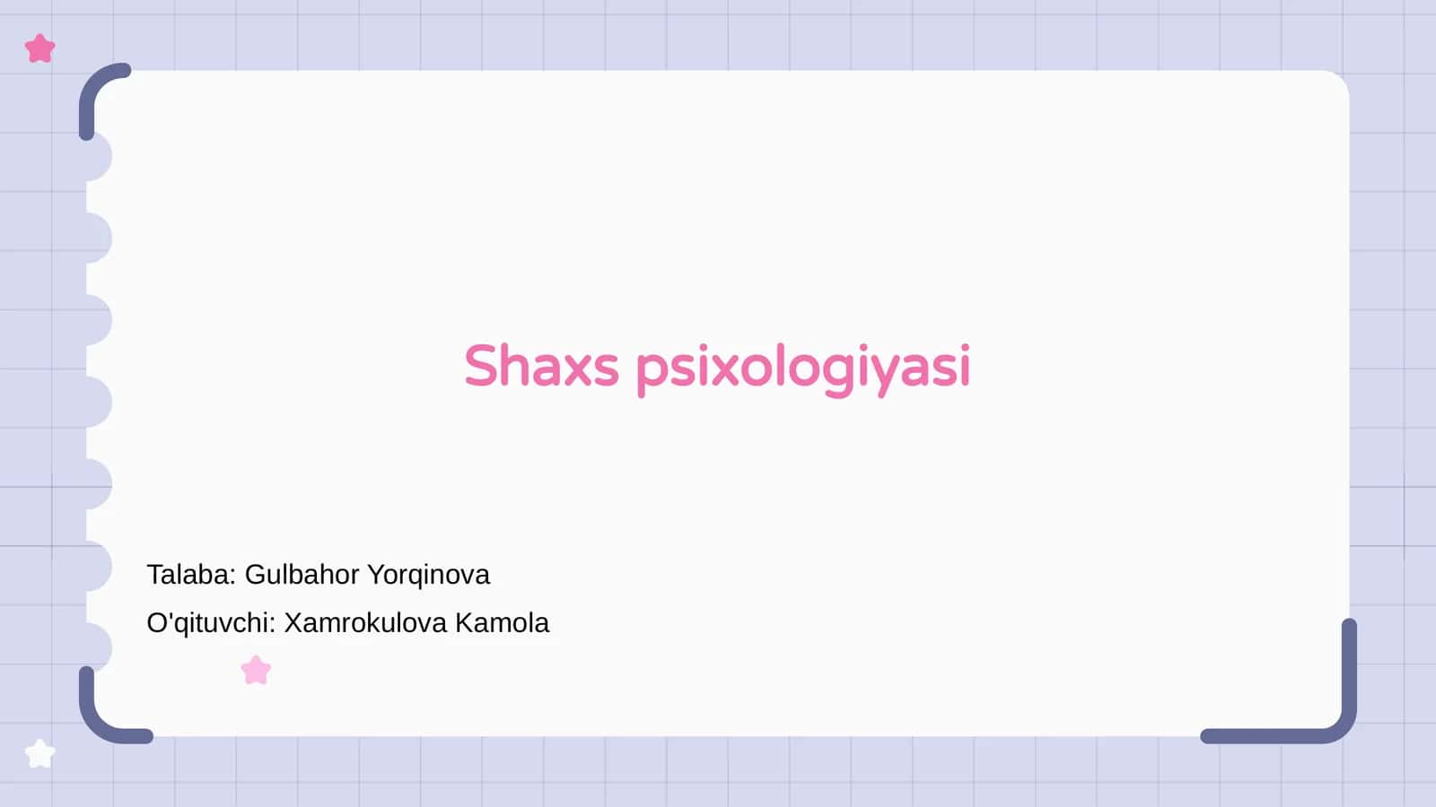 Shaxs psixologiyasi