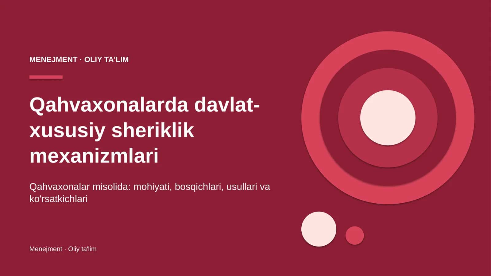 Qahvaxonalarda davlat-xususiy sheriklik mexanizmlari