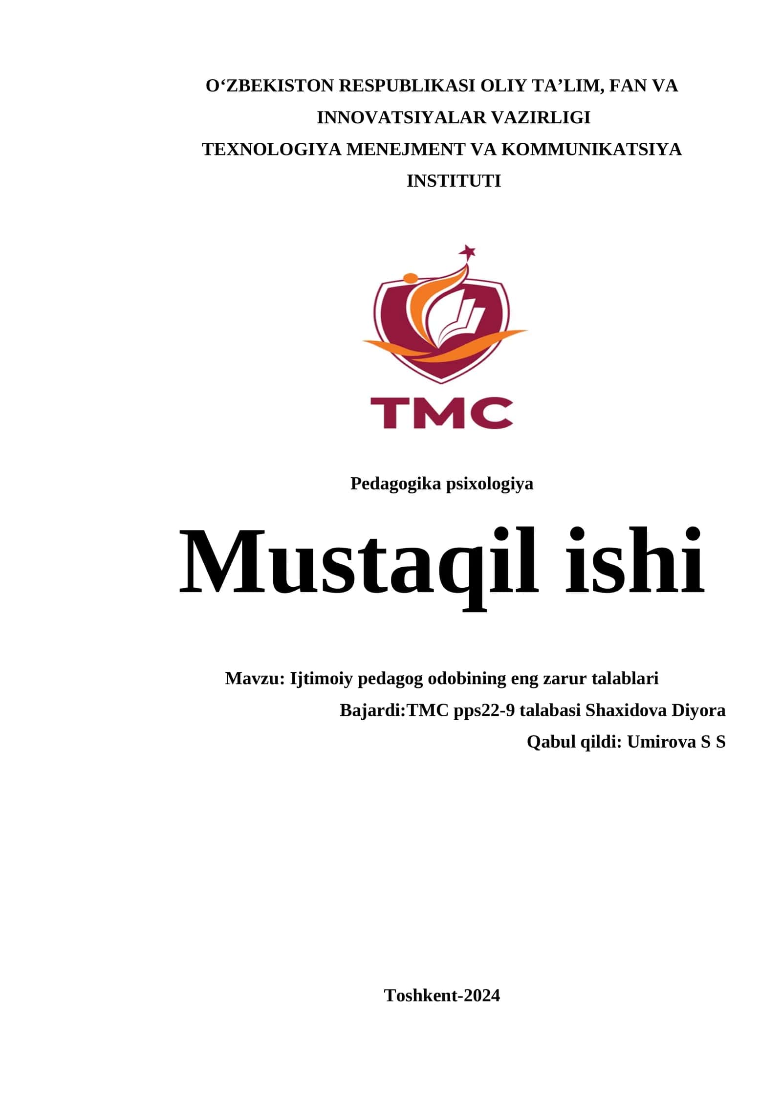 Ijtimoiy pedagog odobining eng zarur talablari