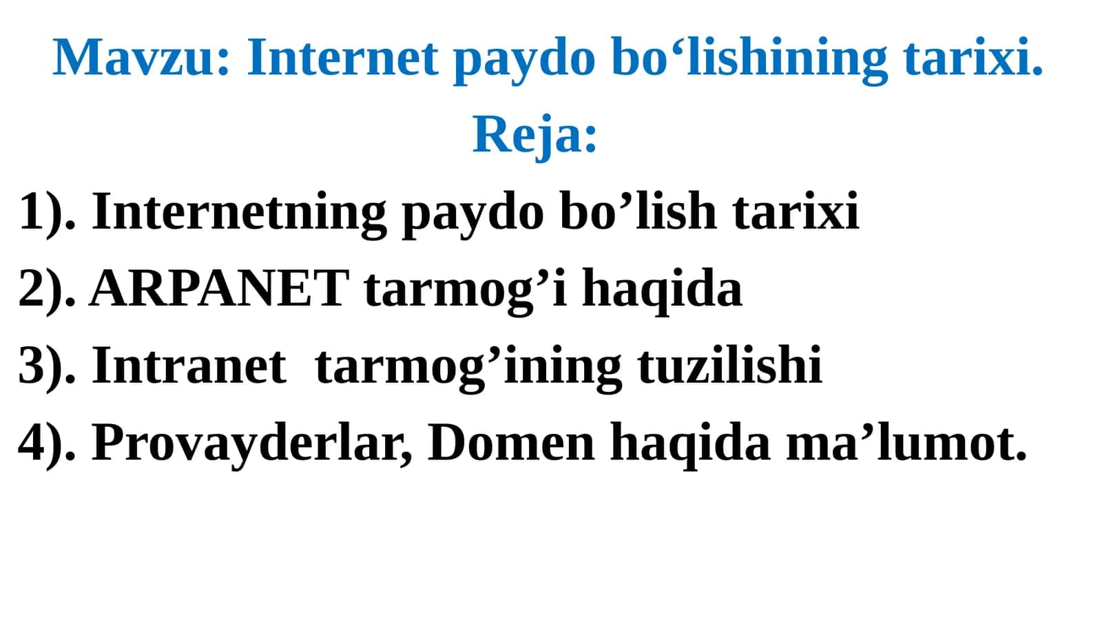 Internetpaydobo‘lishiningtarixi