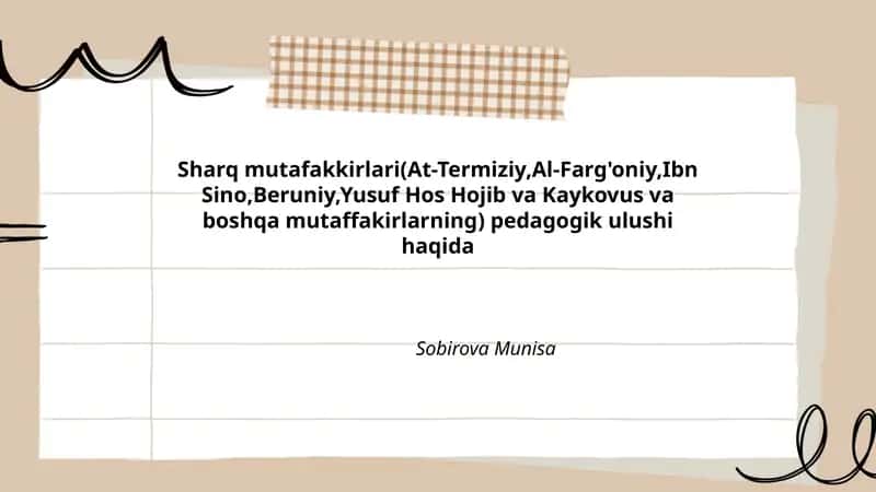 Sharq mutafakkirlari pedagogik ulushi haqida