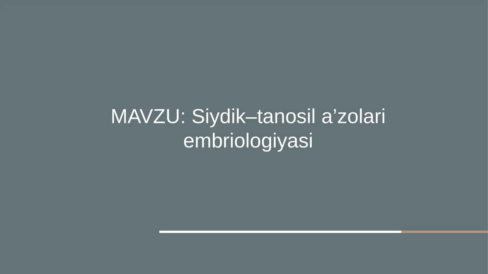 Siydik–tanosila’zolari embriologiyasi