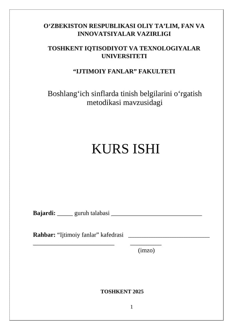 Boshlang‘ich sinflarda tinish belgilarini o‘rgatish metodikasi