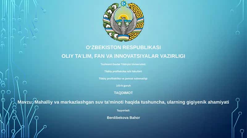 Mahalliy va Markazlashtirilgan Suv Ta'minoti