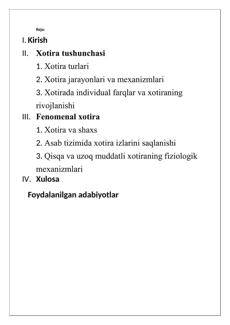 Xotira bilan bog'liq hodisalar