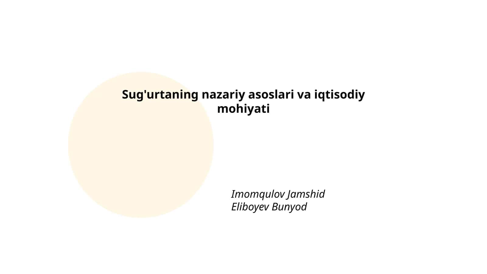 Sug'urtaning nazariy asoslari va iqtisodiy mohiyati