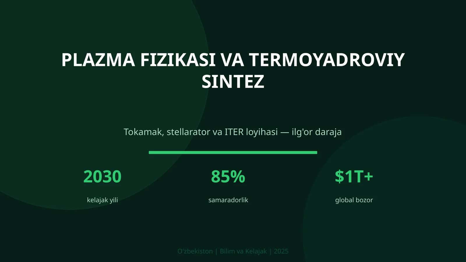 PLAZMA FIZIKASI VA TERMOYADROVIY SINTEZ
