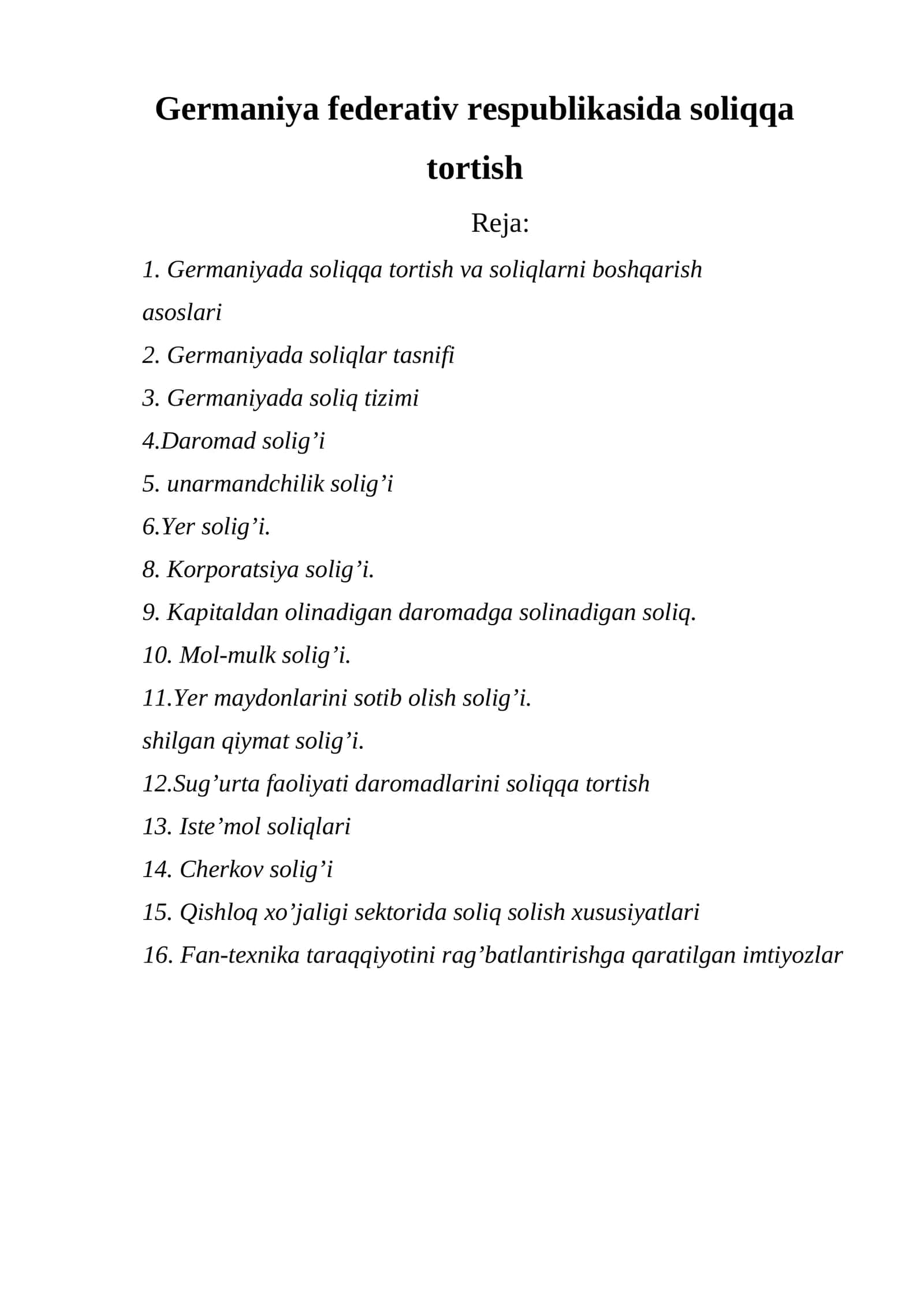 Gеrmаniyadа soliqqа tortish vа soliqlаrni boshqаrish