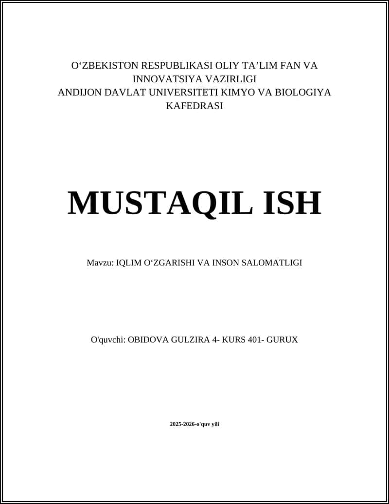 IQLIM OʻZGARISHI VA INSON SALOMATLIGI