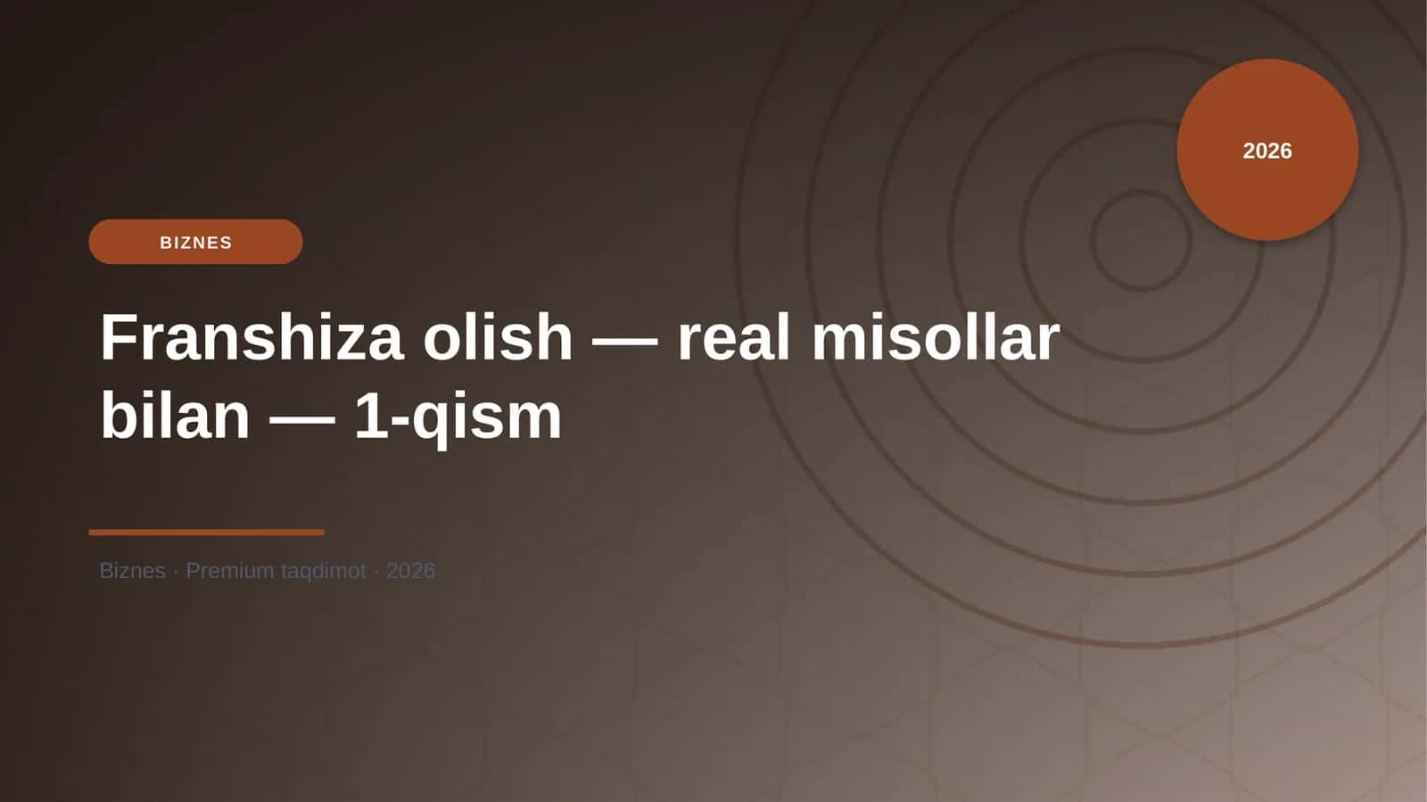 Franshiza olish — real misollar bilan — 1-qism
