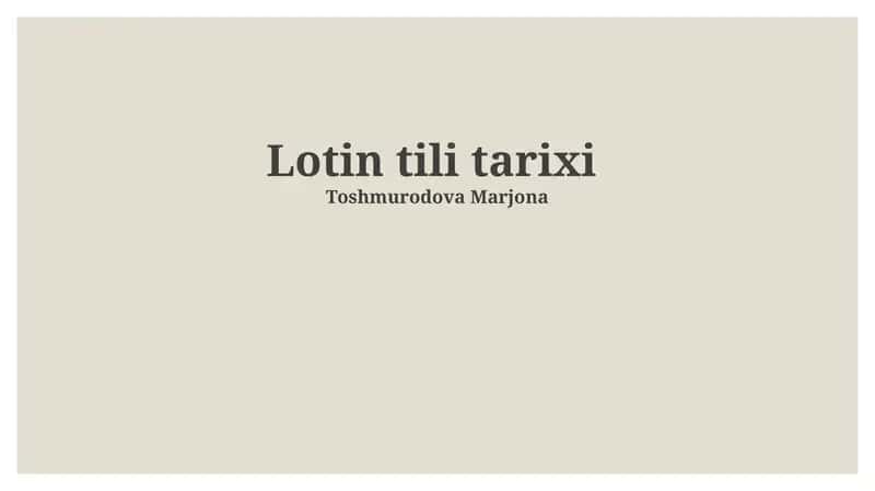 Lotin tili tarixi