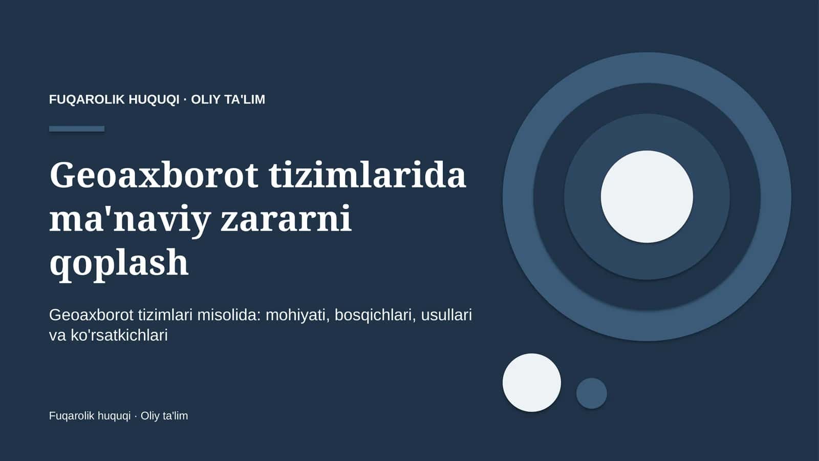 Geoaxborot tizimlarida ma'naviy zararni qoplash
