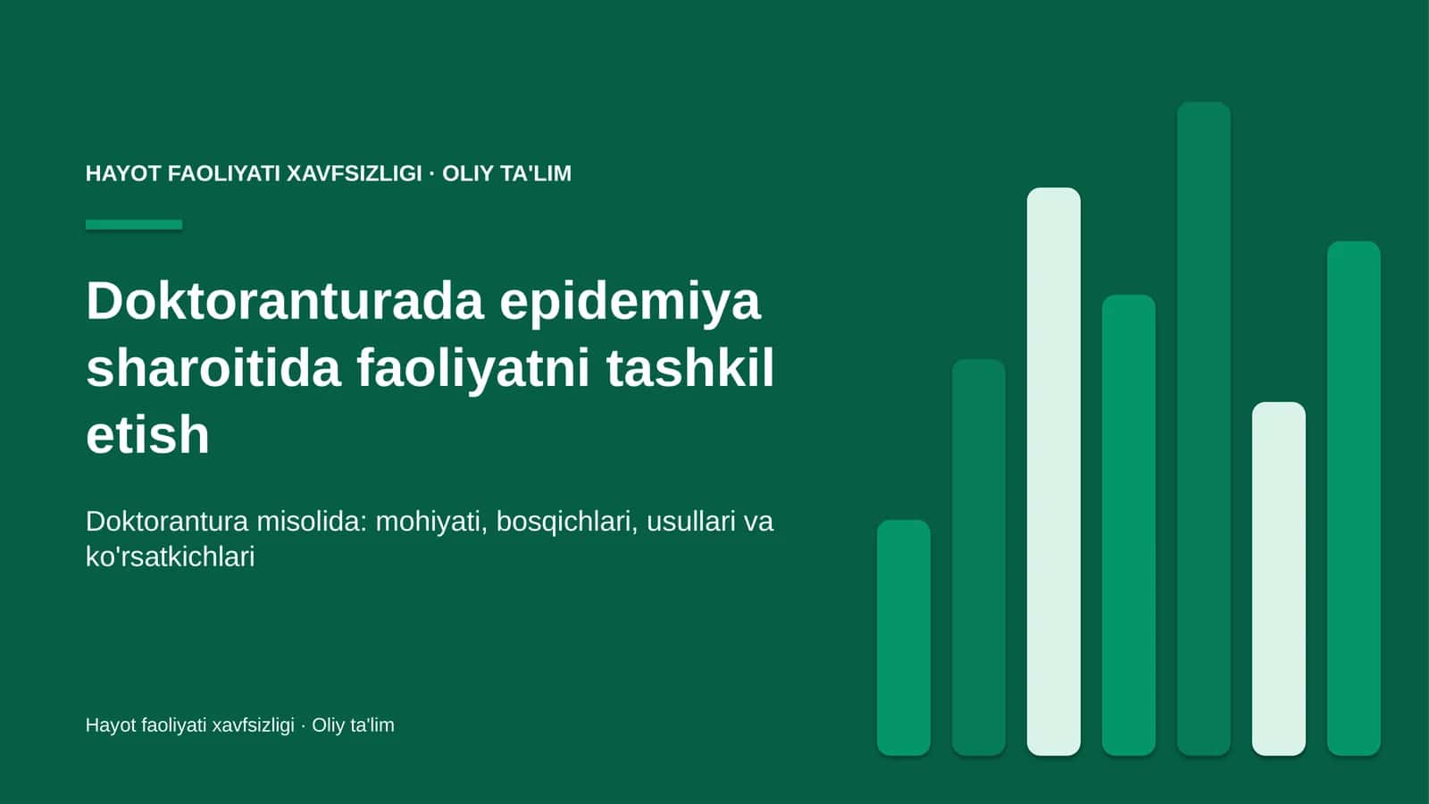 Doktoranturada epidemiya sharoitida faoliyatni tashkil etish