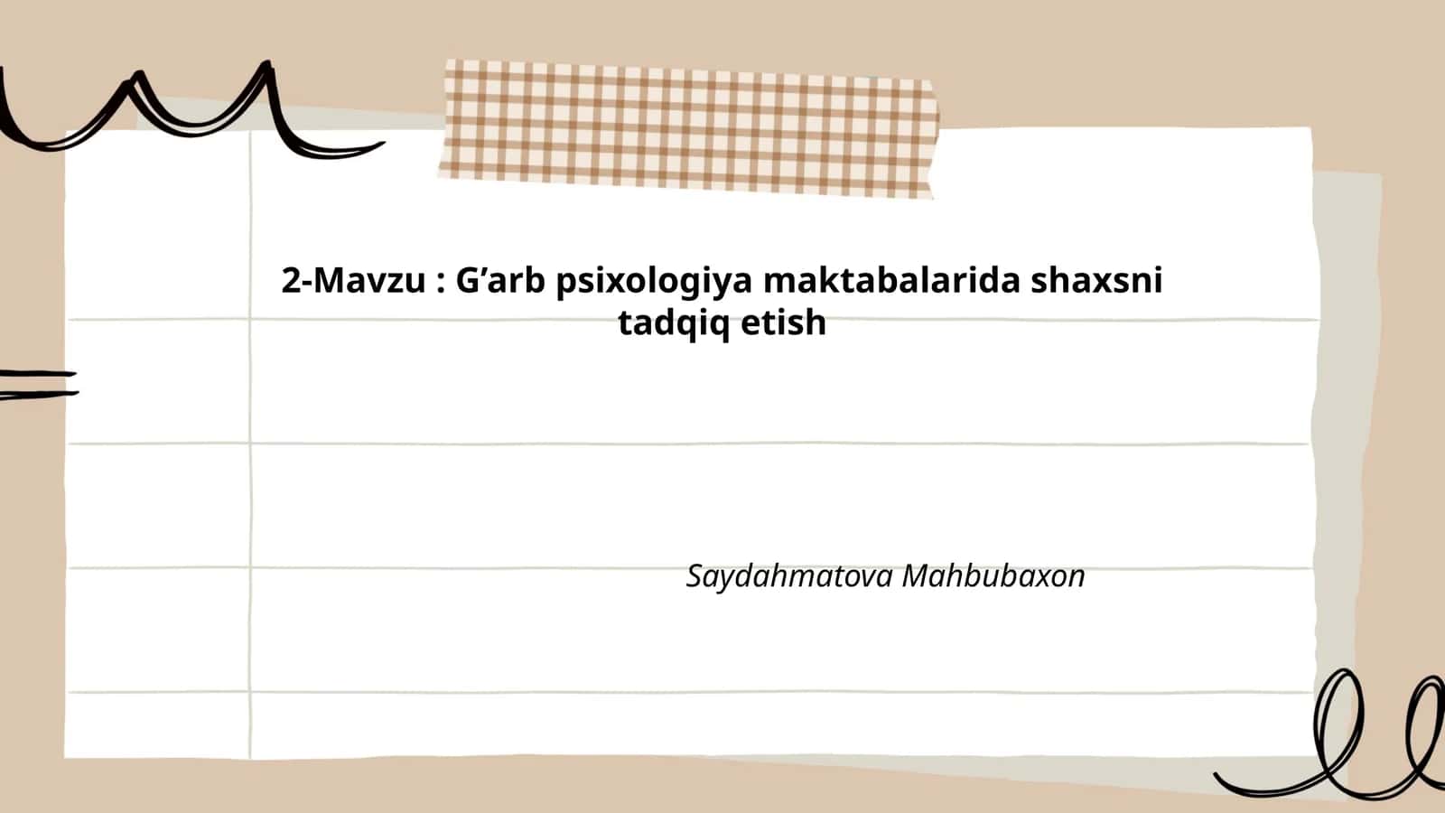 G’arb psixologiya maktabalarida shaxsni tadqiq etish