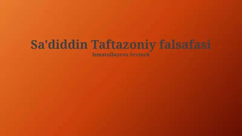 Sa'diddin Taftazoniy falsafasi